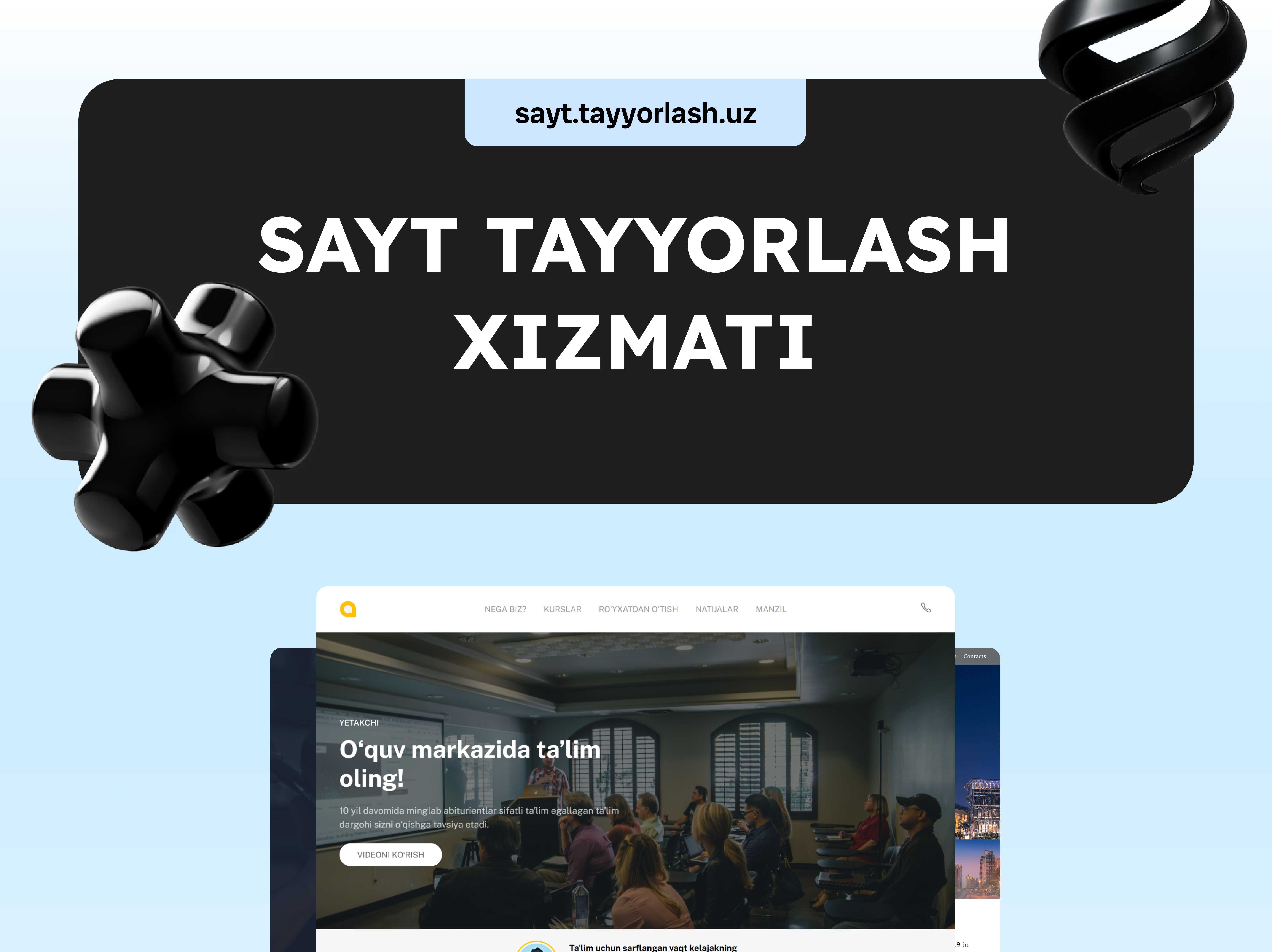 Sayt tayyorlash, biznesni avtomatlashtirish tizimlarini ishlab chiqish