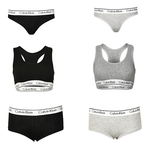 Set 3 piese dama Calvin Klein bustiera, boxeri si chiloti tanga