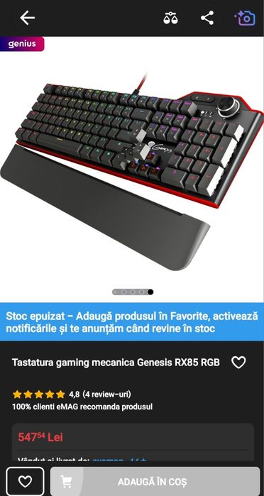 Tastatura mecanica Genesis RX85