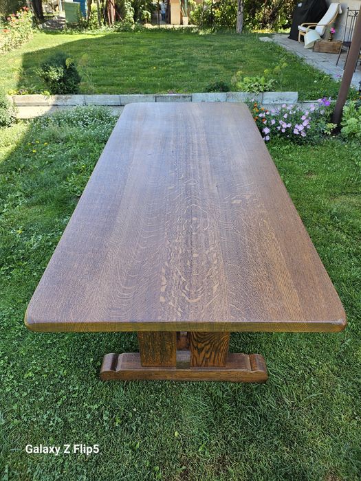 Масивен Трапезен комплект от Дъб и естествен ратан