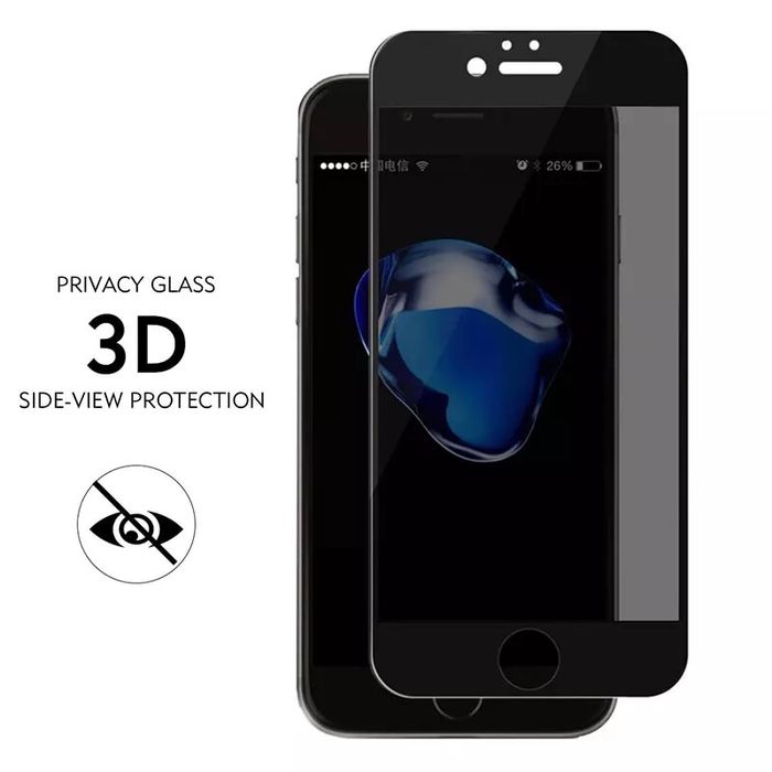 Folie Sticla Hard Glass Anti Spy 5D Black - Iphone 8 8 Plus