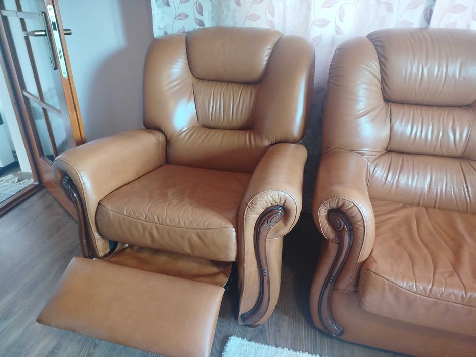 Set 3 fotolii din piele marro