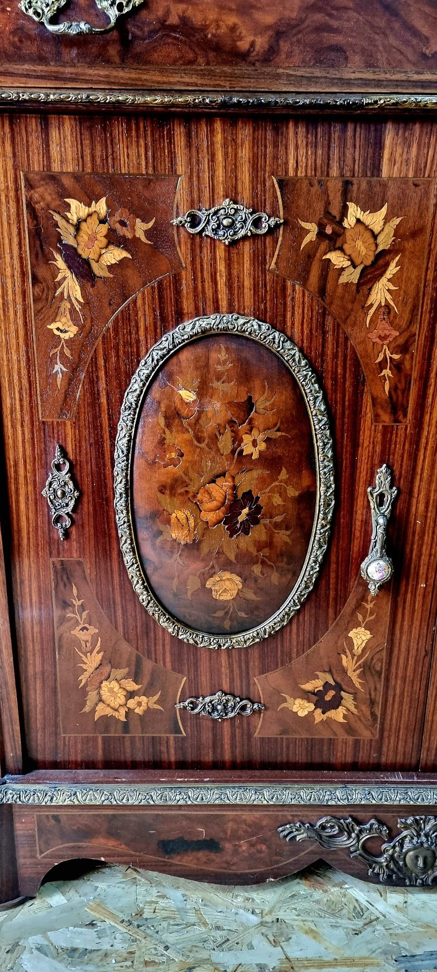 Comoda Mare Servanta Bronz Portelan Marmura Lemn Masiv