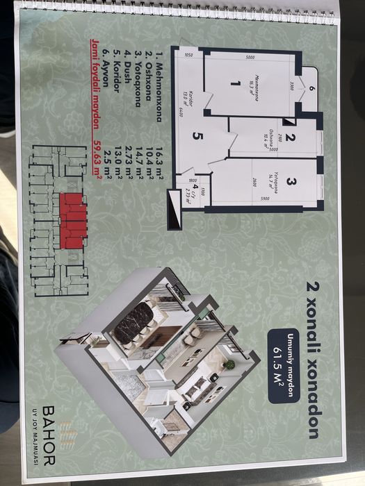 Toshkent viloyati, xasanboyda joylashgan yangi xonodonlar, 2 va 3 xona