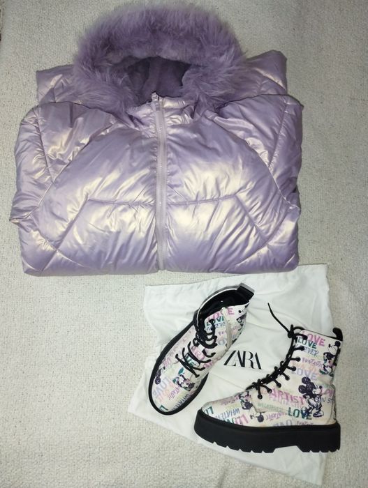 Зимно топло дълго яке р.164 лилаво