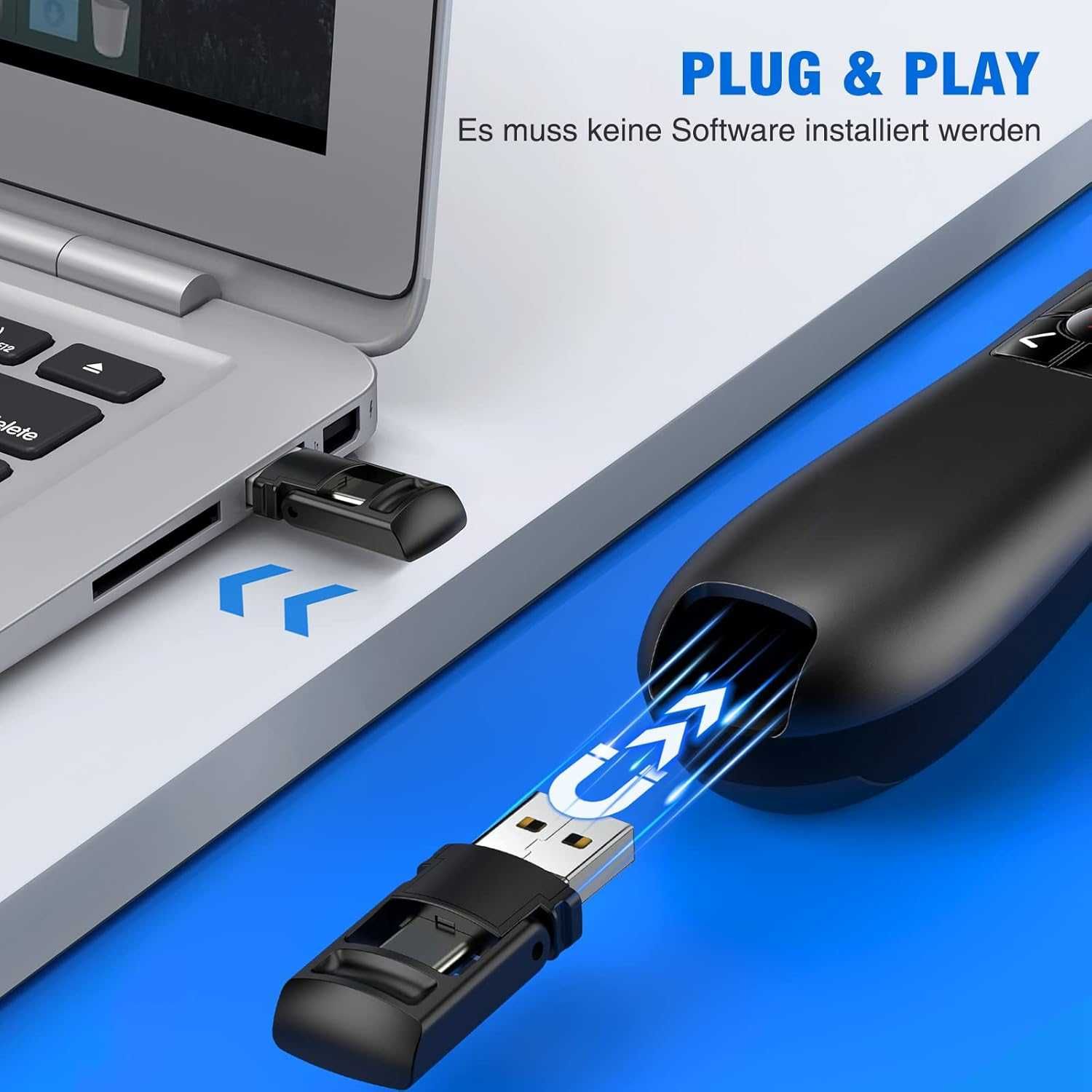 НОВ! Презентатор с USB-C, USB-A приемник, червен лазер