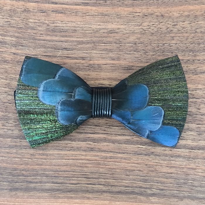 Papion cu pene naturale de fazan și păun