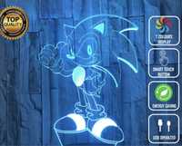 3D LED лампа със Sonic The Hedgehog