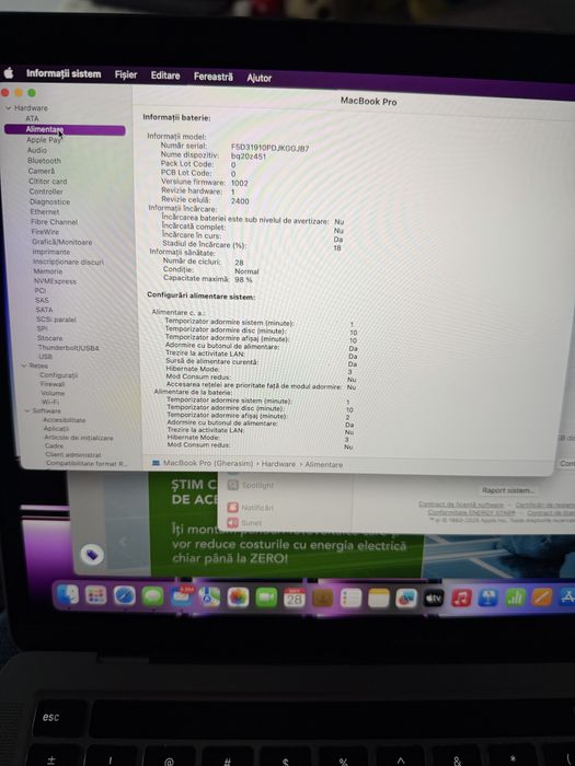 Macbook pro m2 2022 256gb  13”  impecabil
