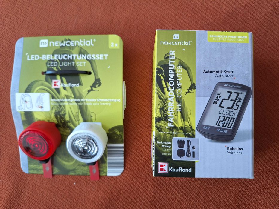 Ciclocomputer Newcen Wireless + set de lumini pt bicicletă, 2unități