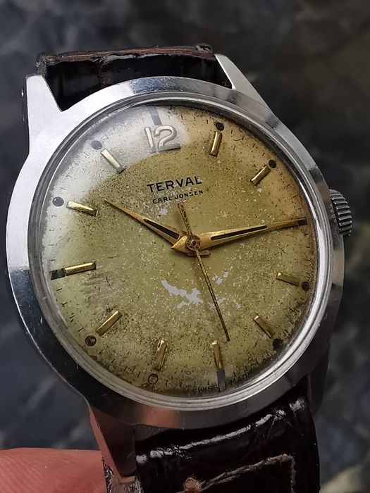Ceas Terval - Întoarcere manuala Oțel 34 mm - Funcționează excelent!