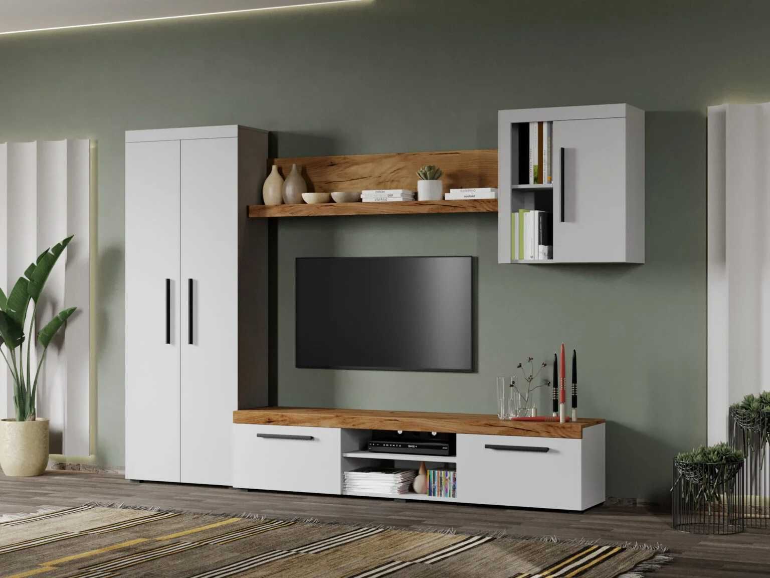 Set Mobila Living Bliss Alb/Stejar Auriu C12