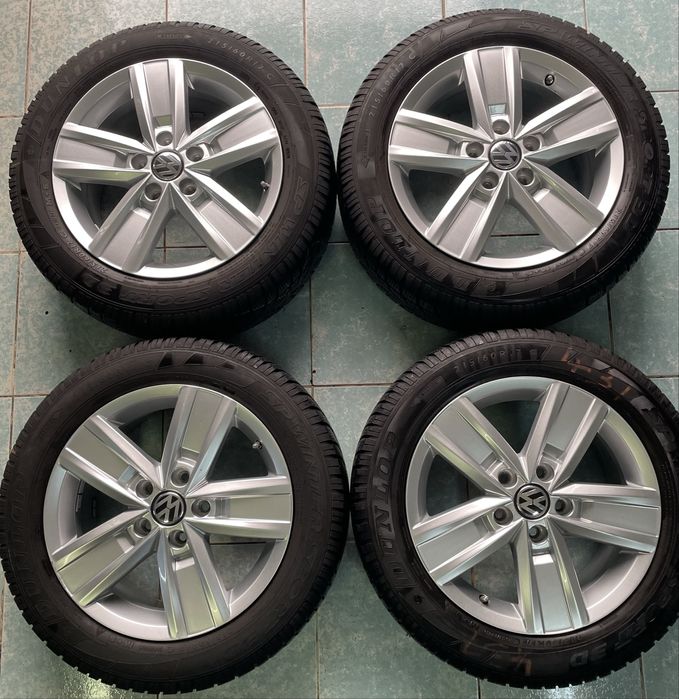 Jante aliaj R17 originale VW T5 T6 anvelope 215/60/17 C Dunlop 2020