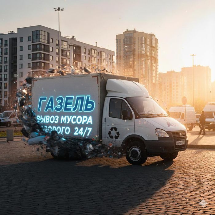 Вывоз мусора, строительного старый мебели и техники.Газель 24/7