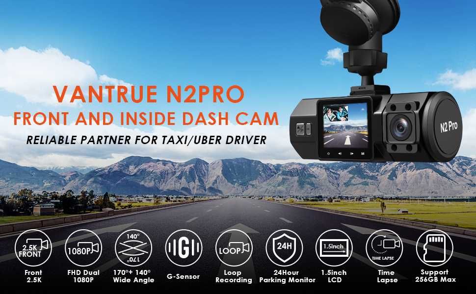 Vantrue N2 Pro Dual Dashcam-видеорегистратор за кола