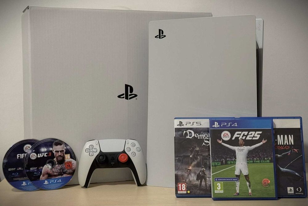 Бартер! Playstation 5 Disk Edition 825GB White (Бял) + 5 игри