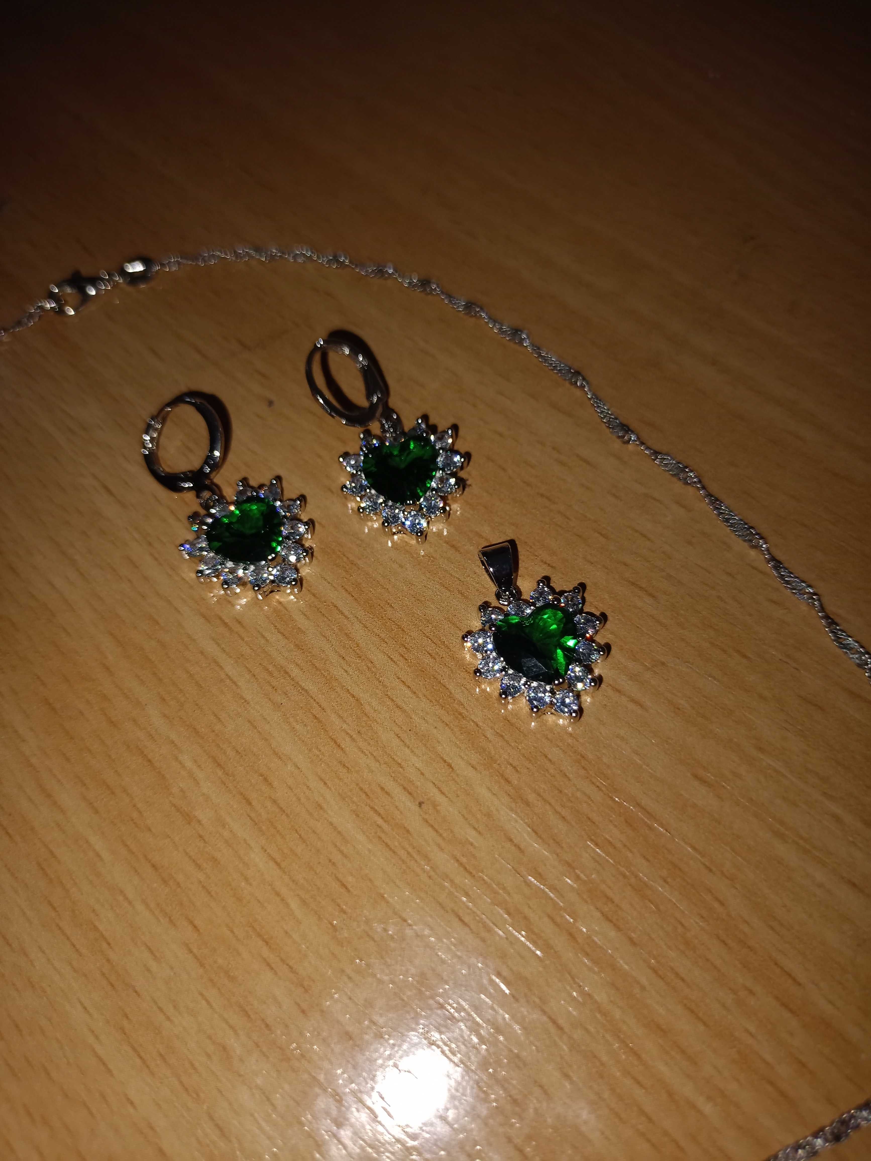 Set de bijuterii din argint Heart of the ocean,culoare verde