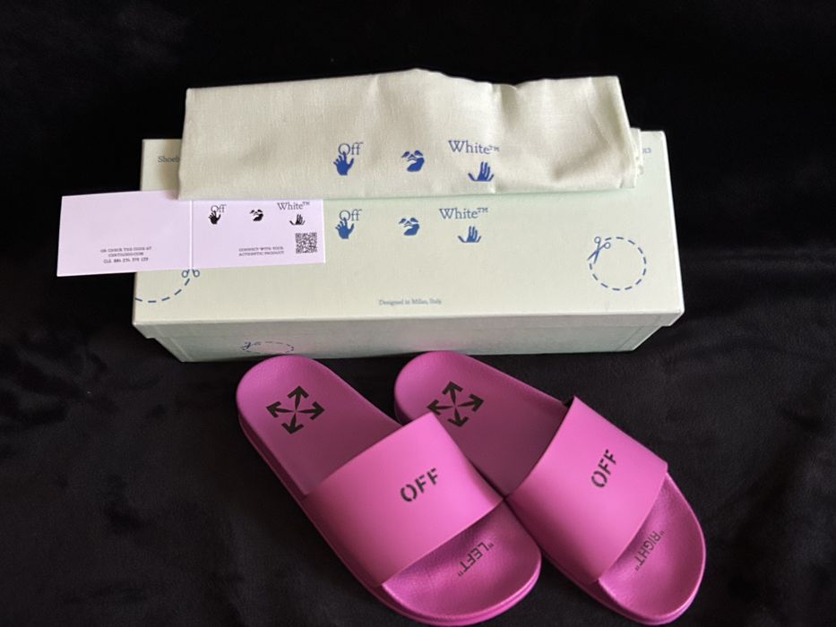 Off-White Printed faux leather slides.