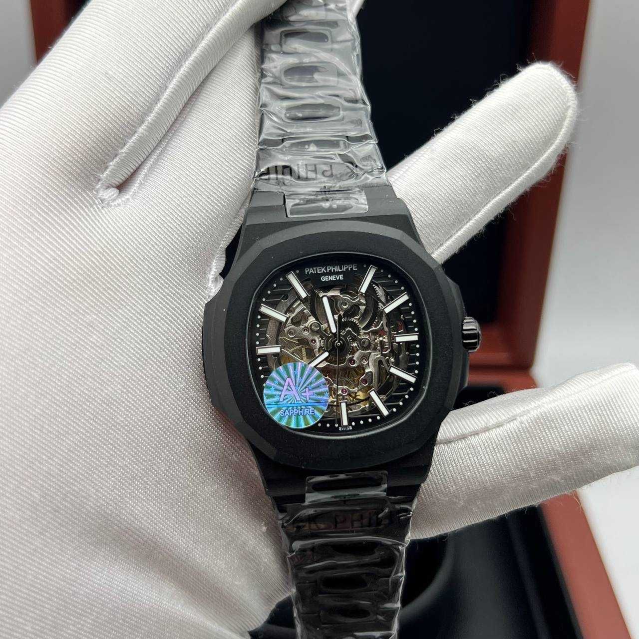 patek philippe nautilus черно/скелет