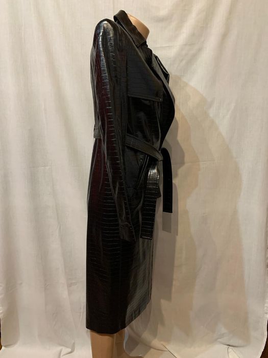 Trench piele croco negru Mangano