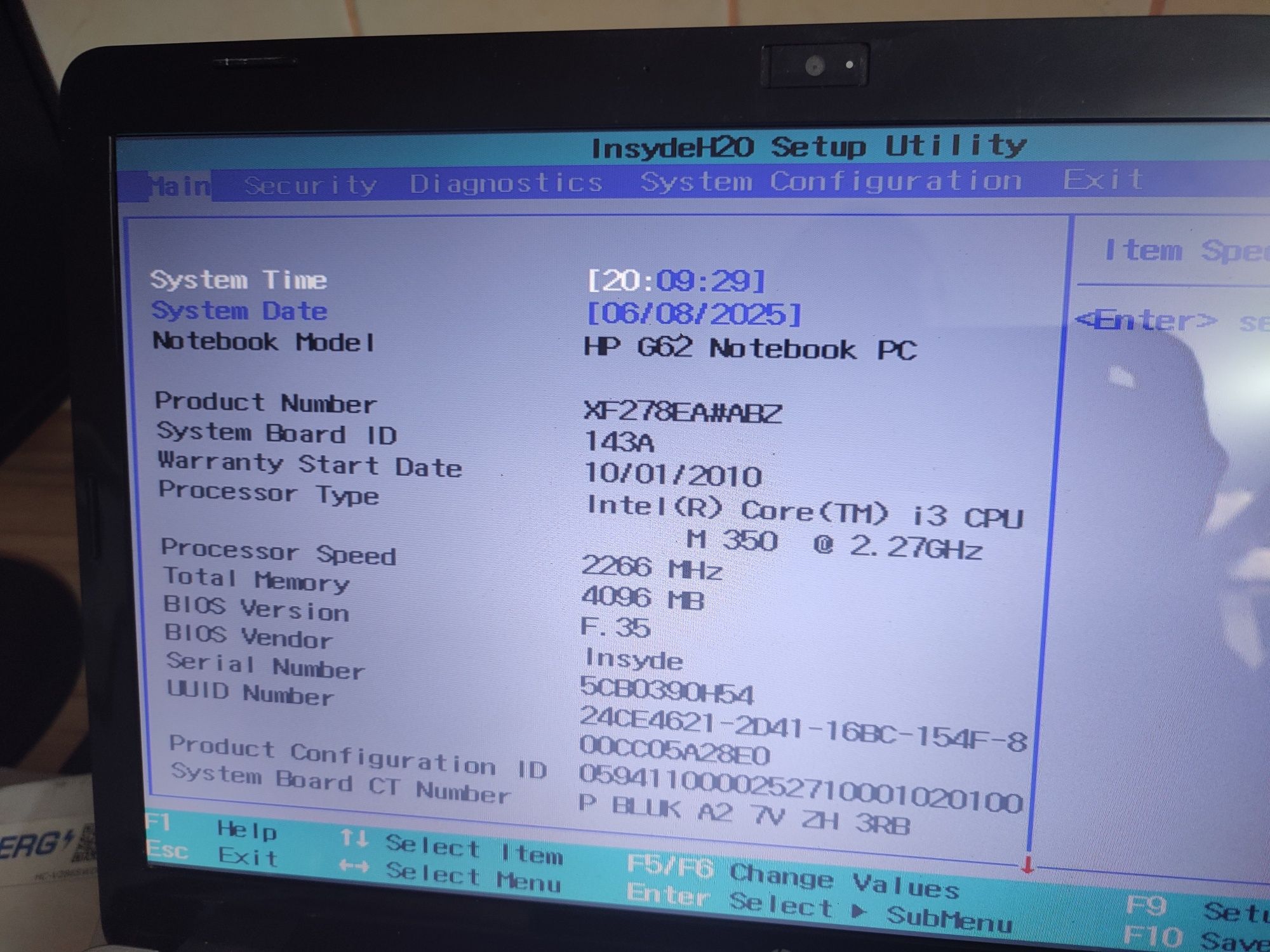 Placa de baza laptop HP Pavilion G62 G72 - Intel i3-350m