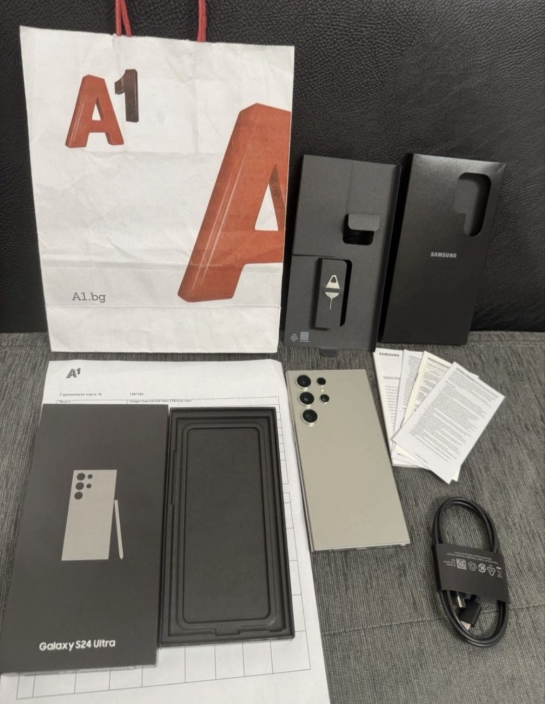 ***КАТО НОВ 1TB Samsung S24 Ultra 12GB A1 Гаранция 2026г Titanium Gray