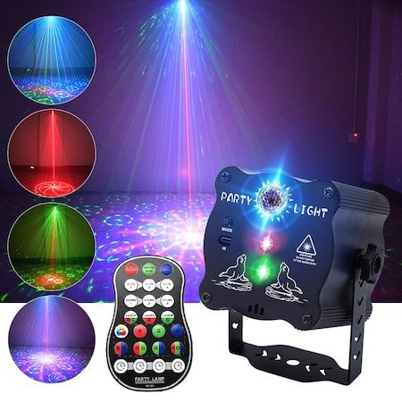 Proiector de lumini disco,RGB, 8W, LÁSER+LED, telecomanda,nou