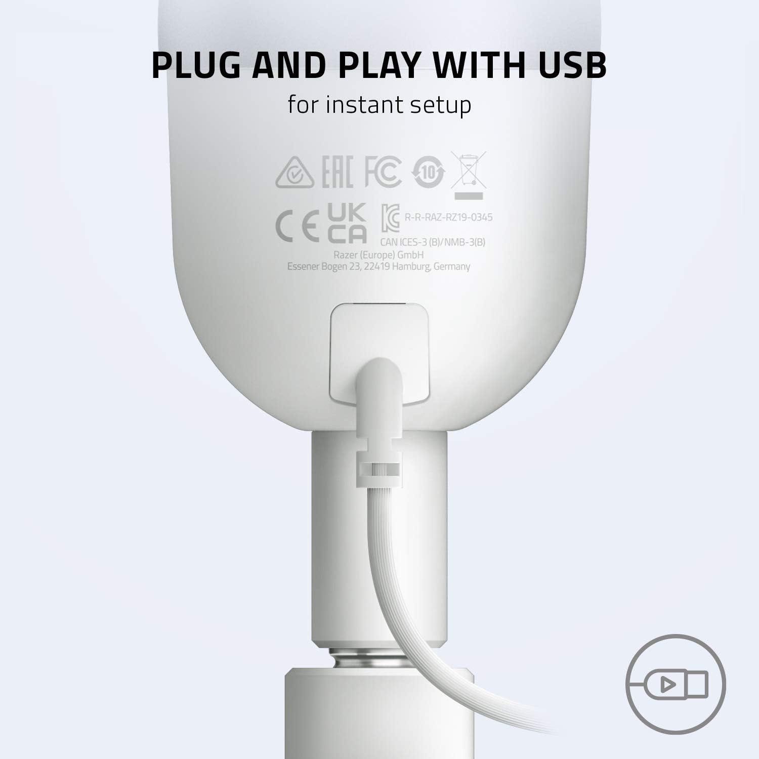 Microfon gaming Razer Seiren Mini, Alb mercury,sigilat