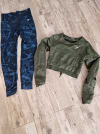 Gymshark camo scrunch leggings (pantaloni) sport si top (bluza) s/m