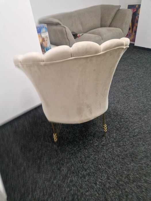 Vand sFotoliu daisy cafea Crem, textil, picioare metalice placate