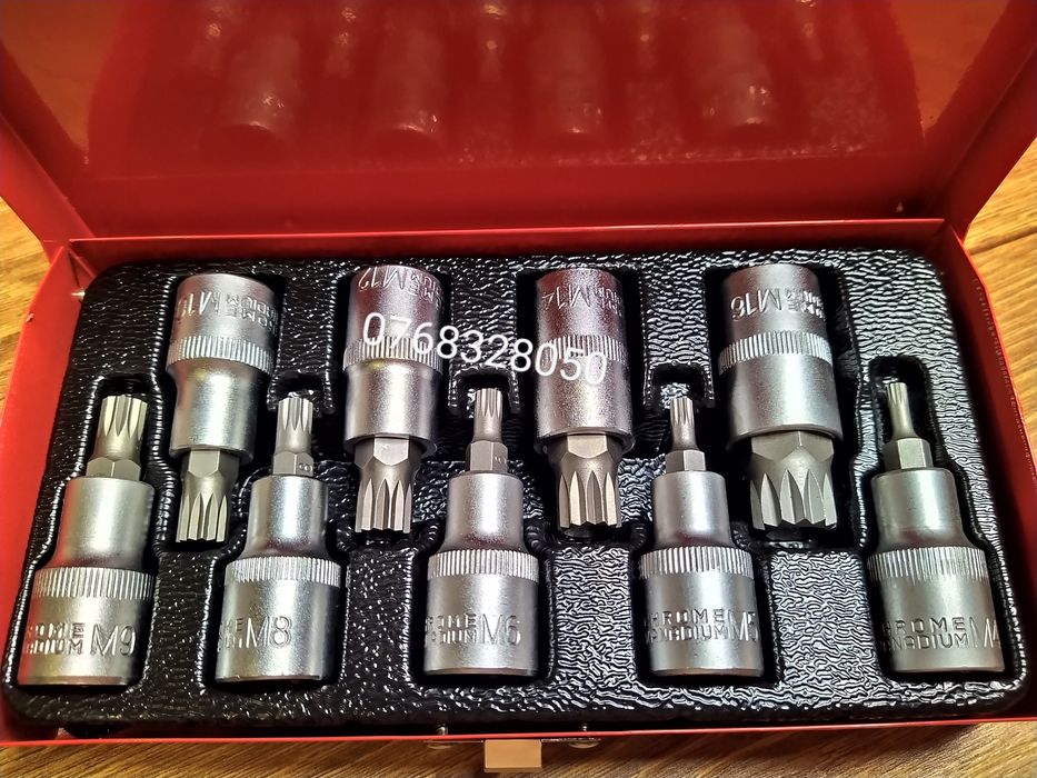 Trusa chei tubulare 1/2 cu spline 9 piese, M 4 - 16