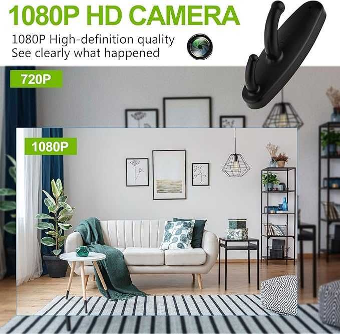 HD 1080P Малка, шпионска скрита камера във формата на закачка за дрехи