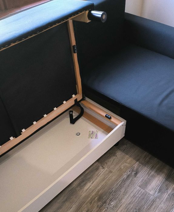 IKEA - Кухненски разтегателен диван с лежанка "LUGNVIK" - черен