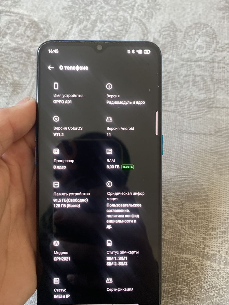 Срочно Oppo A91 сатылады келисим бар