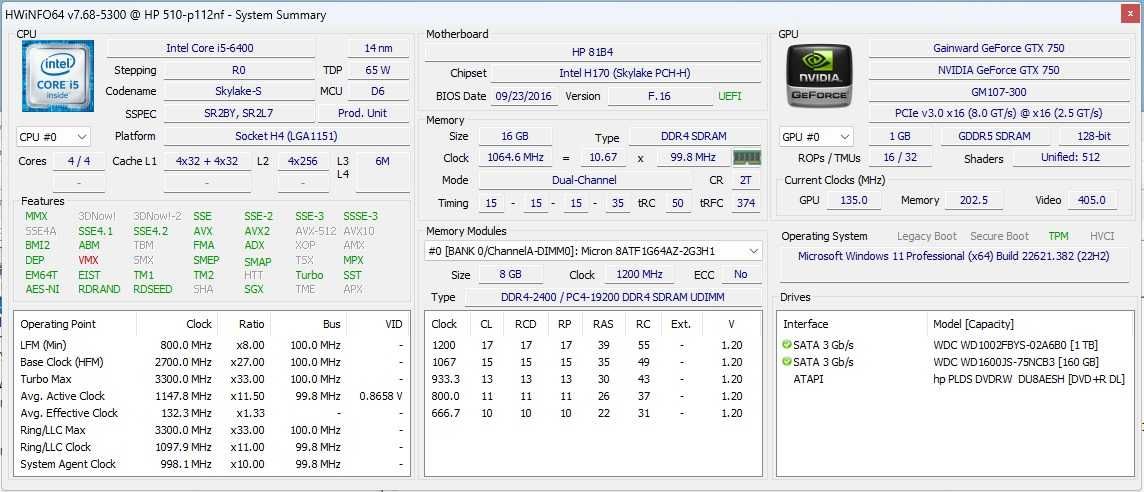 Calculator Unitate PC Gaming I5 6400 ,Ram 8 16G GTX 750 SSD