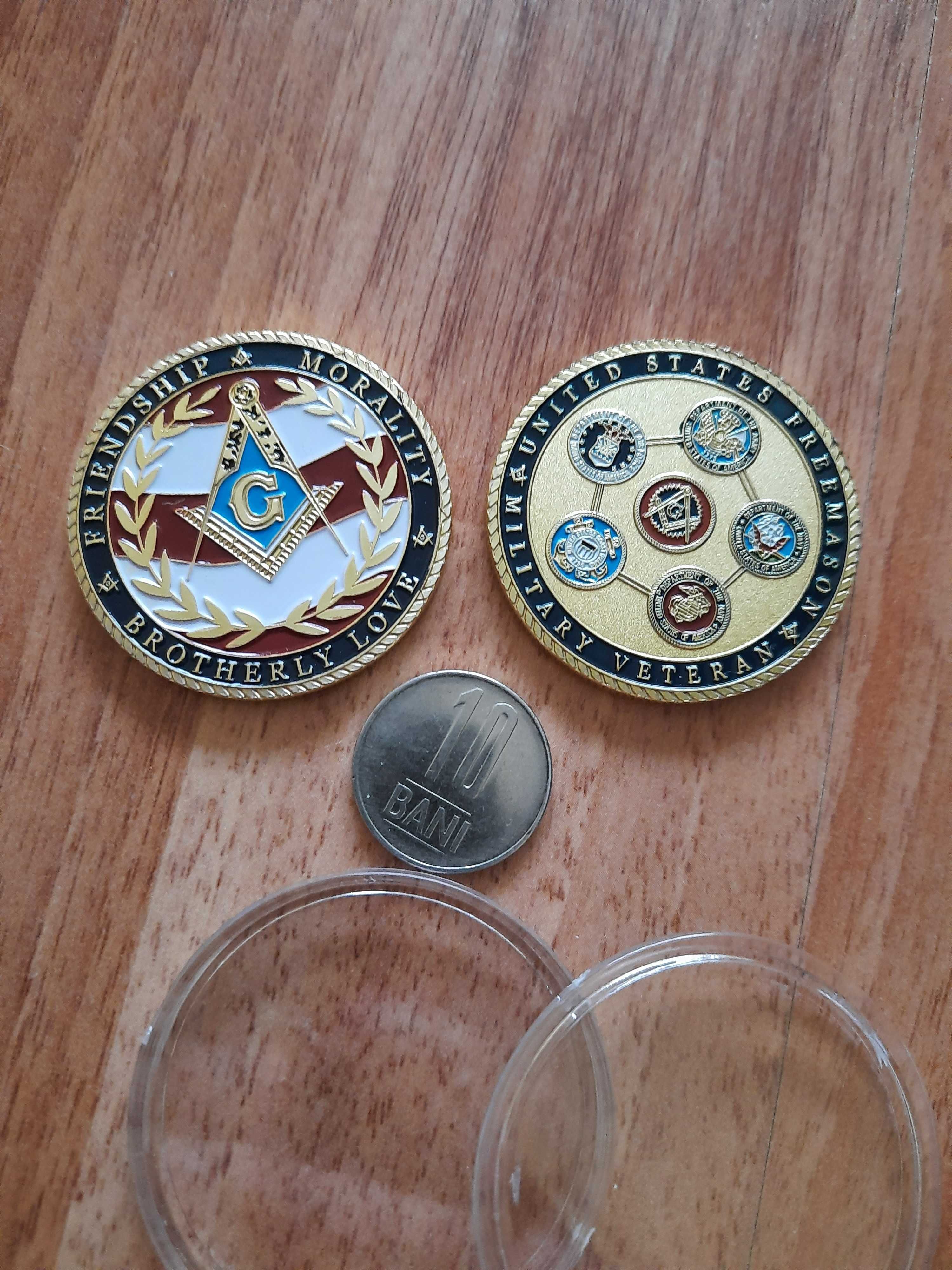 Moneda medalie illuminati masoni placata cu aur UNC MND-12