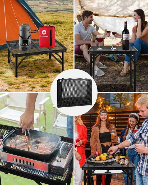 MSDADA сгъваема алуминиева маса за къмпинг 60x40 см черна