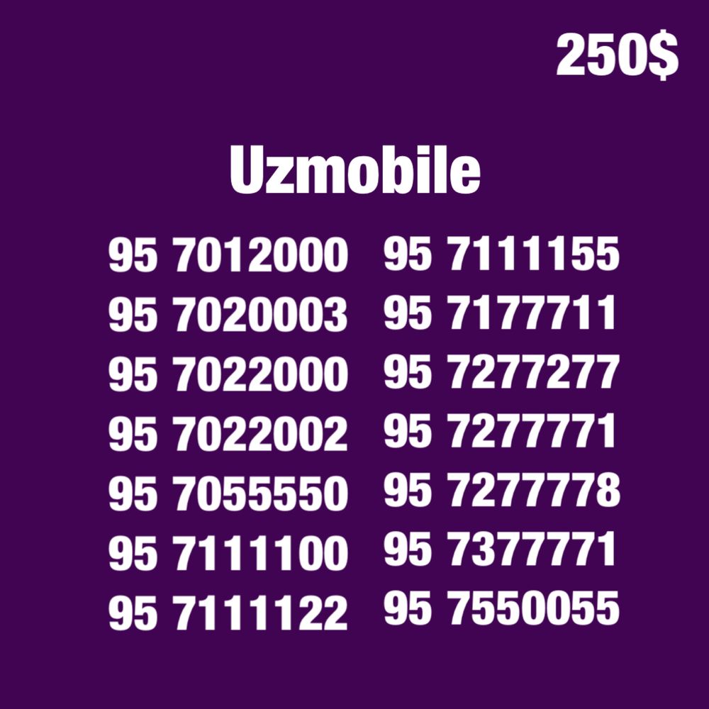 Uzmobile chiroyli premium gold raqamlari/ Золотые красивые номера