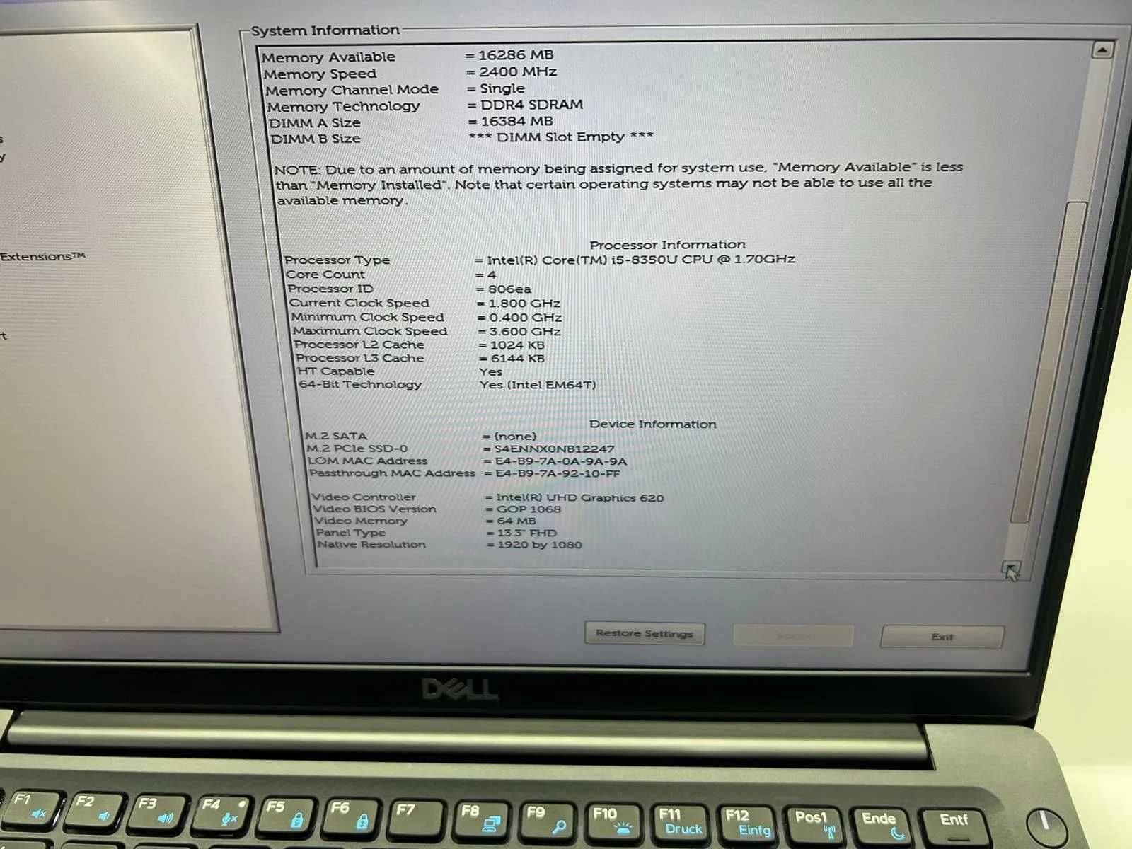 Laptop SH Dell Latitude 7390 i5-8350U 16GB Ram SSD NVME 512GB TOUCH
