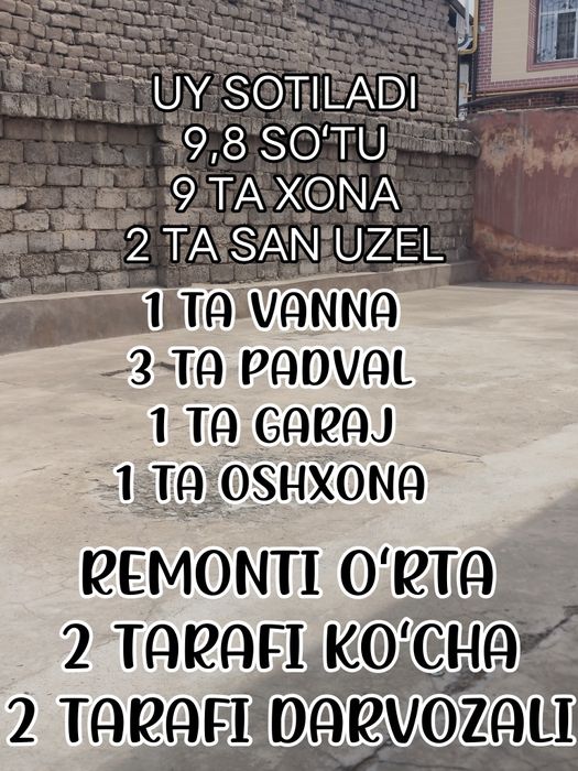 Bektemirda fayzli xovli sotiladi  9.8 sotu 9 xona 180 000$