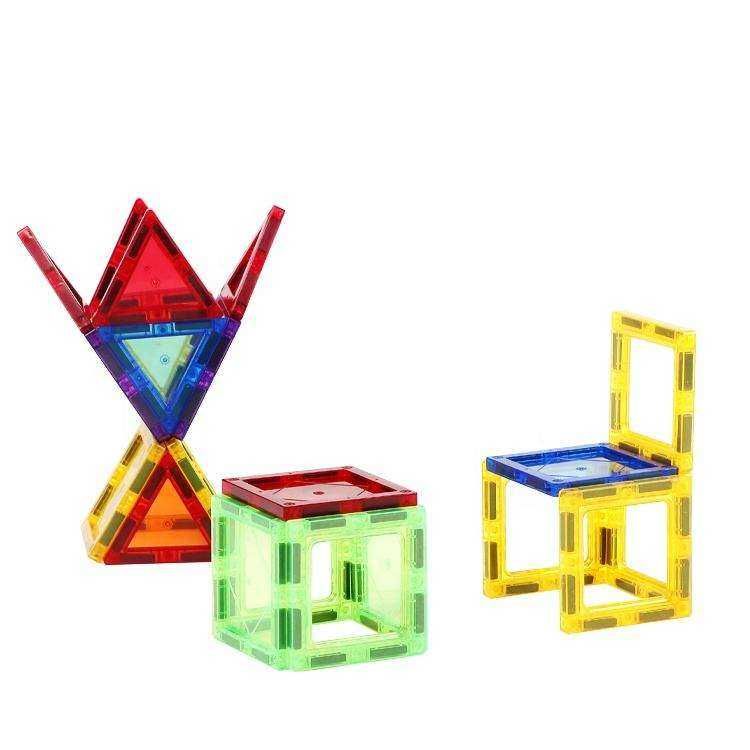 Set de Constructie Magnetic Tiles 3D, jucarii educationale, 103 piese