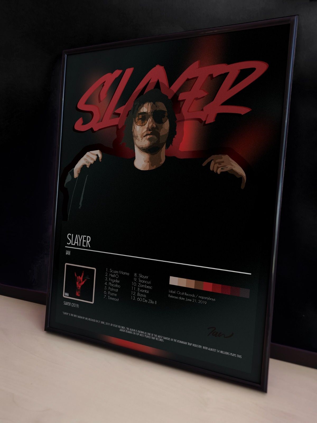 Poster Ian, cadou pentru fani trap. Album Slayer.