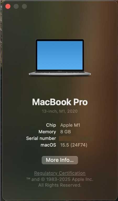 Macbook M1 Pro, 512Gb ssd, 8 Gb ozu, Yomkost 91%