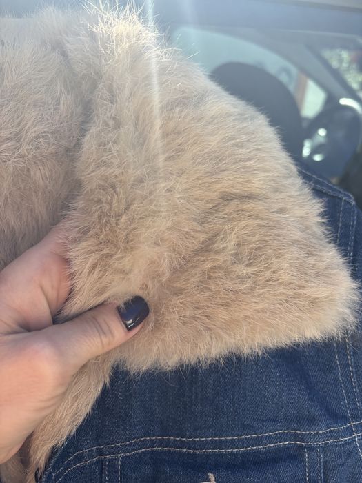 Geaca denim cu blana naturala