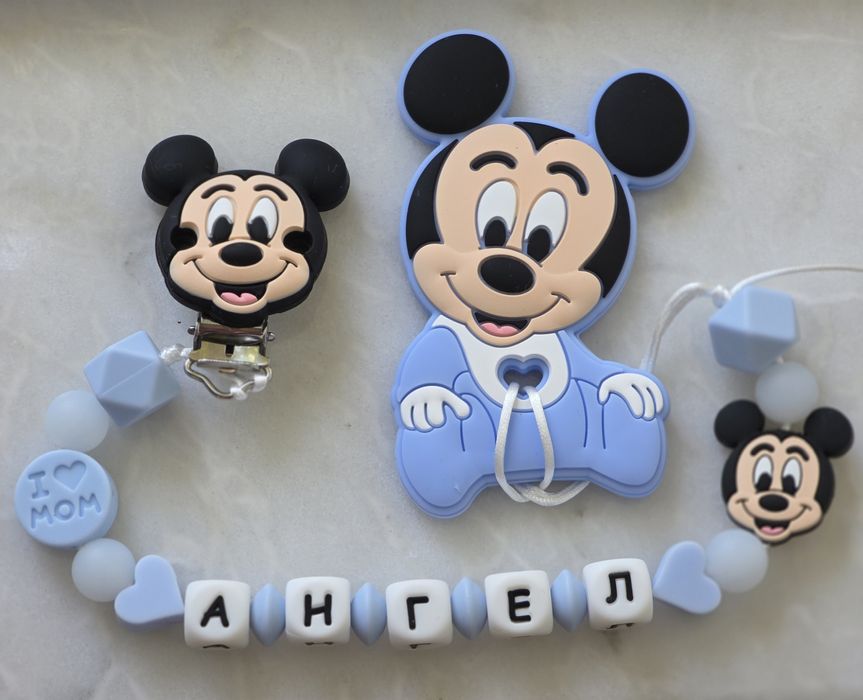 Ново!!! Уникални!!! Клипс за беберон с гищризалк със светещи мъниста.