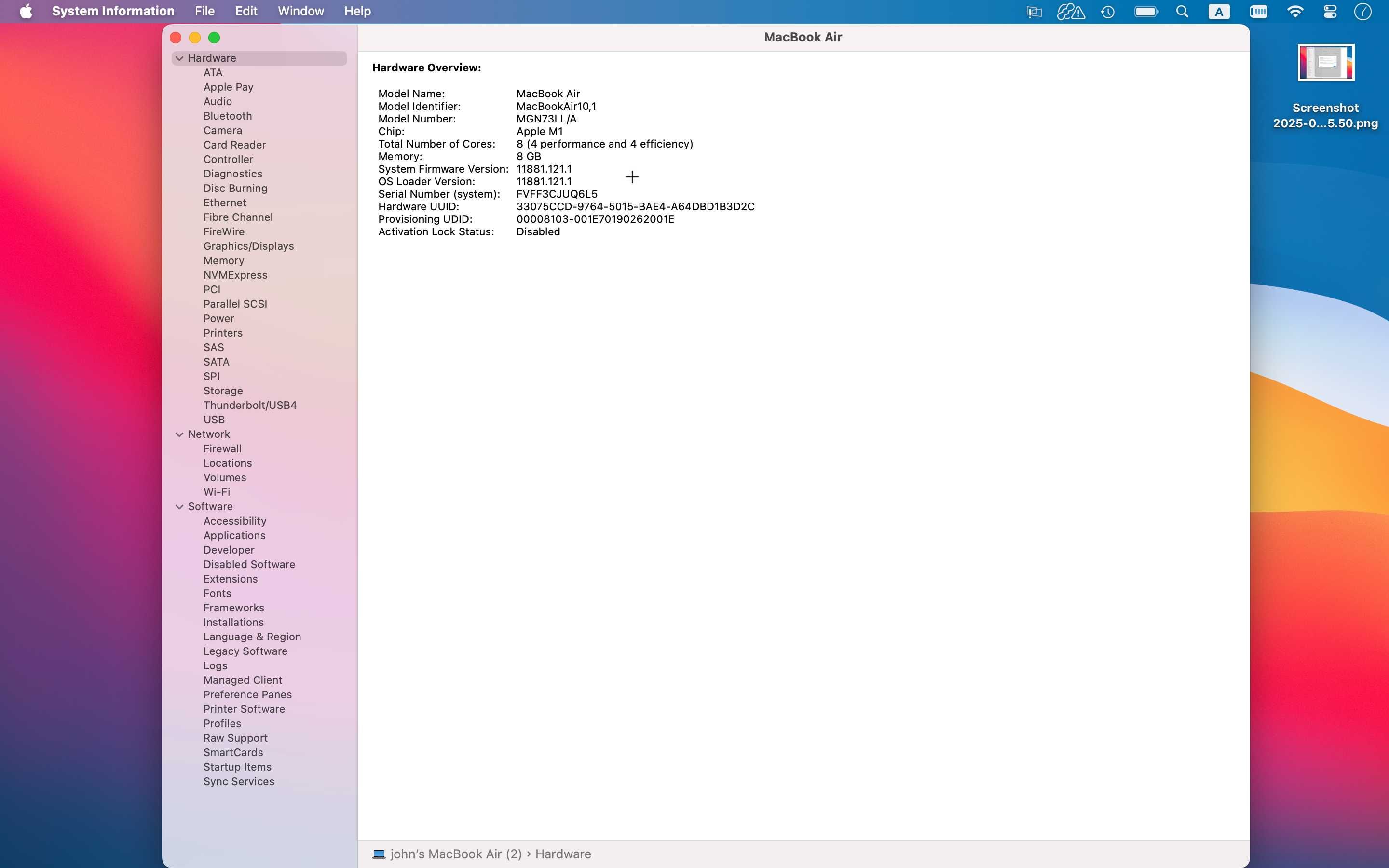 Apple MacBook AIR 13" M1 8 ядра CPU и 8 ядра GPU с 8GB RAM и 512GB SSD