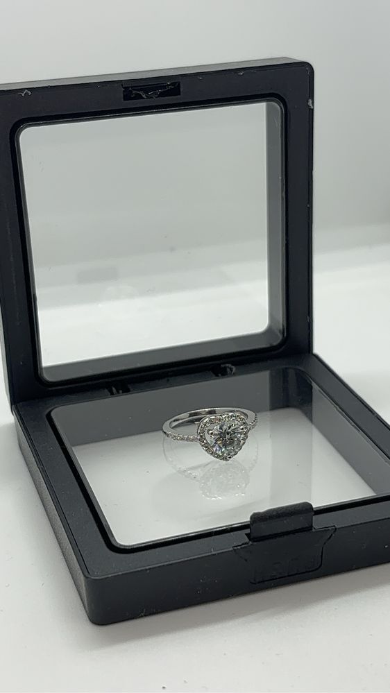Inel Moissanite VVS1 Diamond Heart din argint 925 reglabil