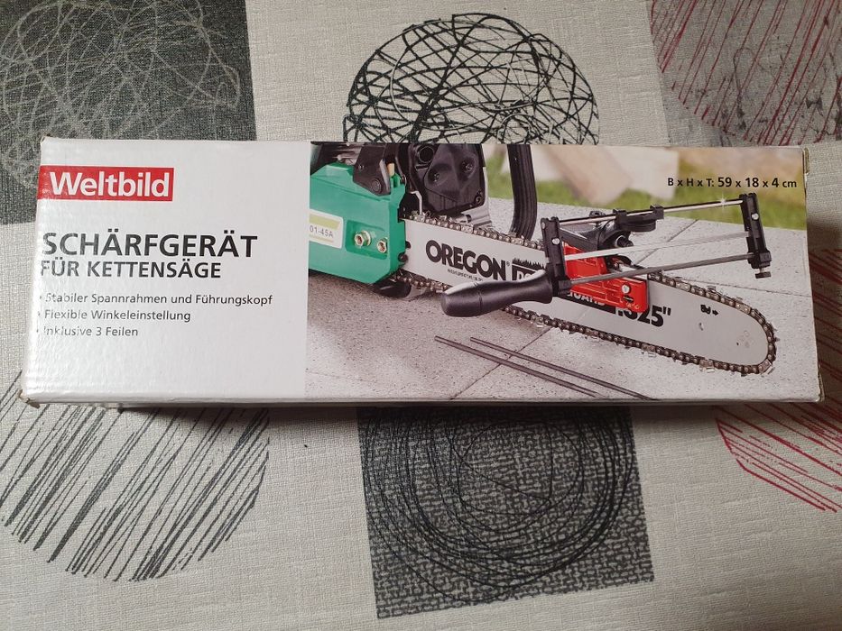 Dispozitiv pentru ascuțit lanțul la drujbă