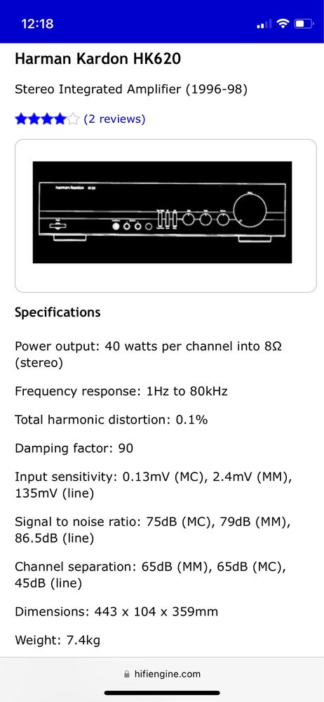 Amplificator statie Harman Kardon hk 620