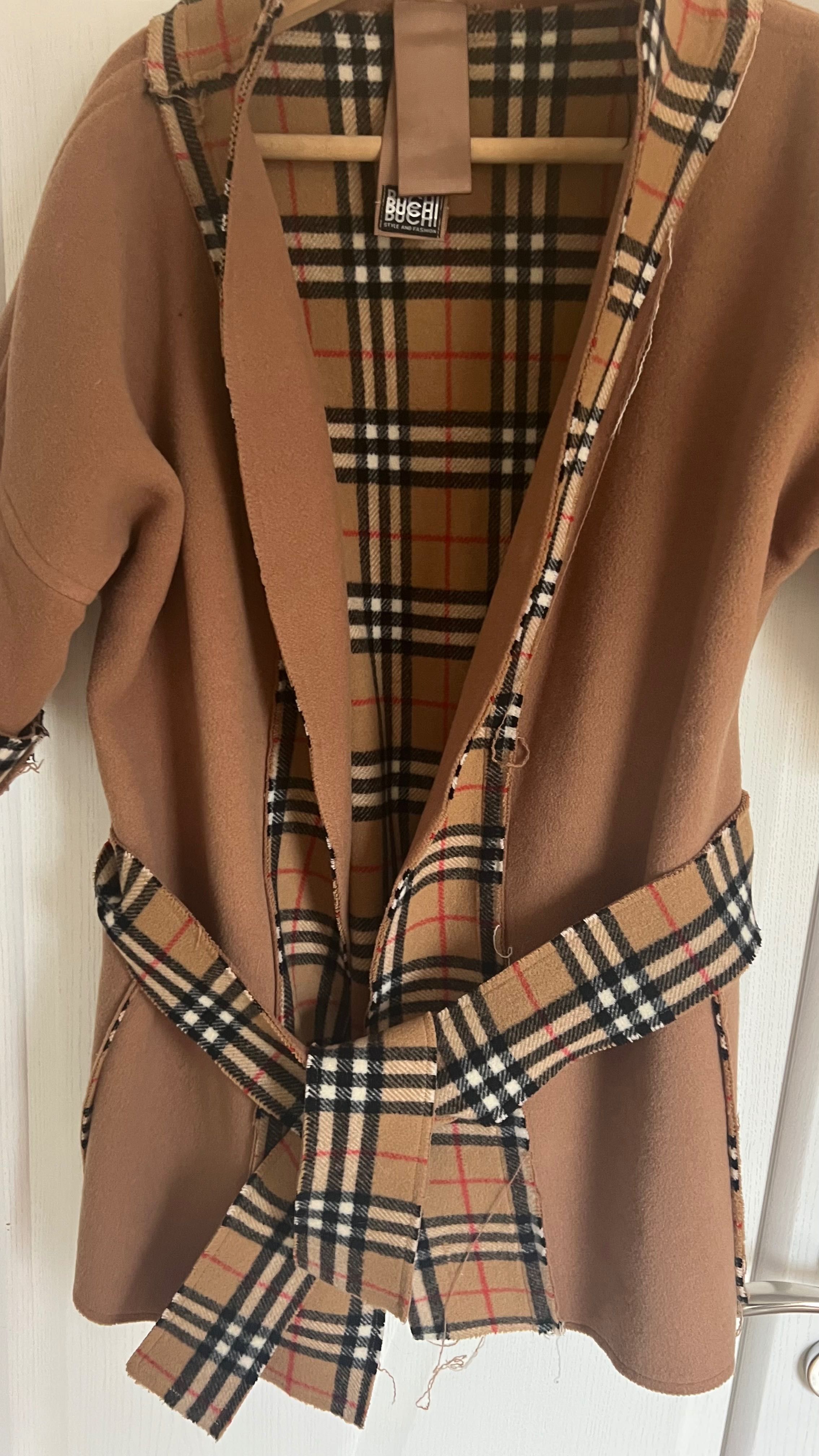 Вълнено палто с плат на Burberry
